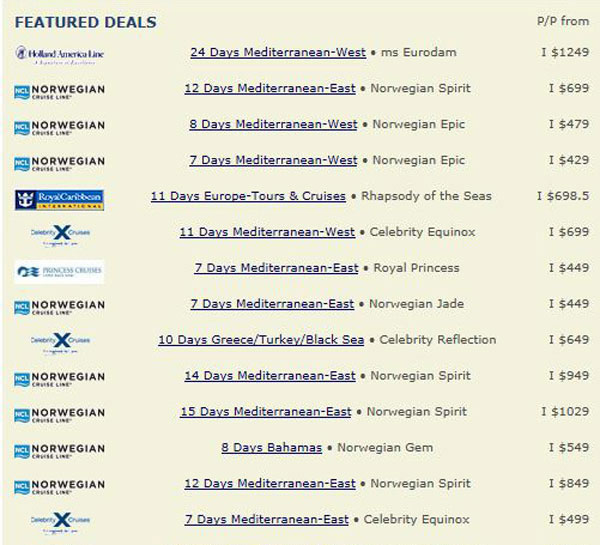 Featured Cruise Deals