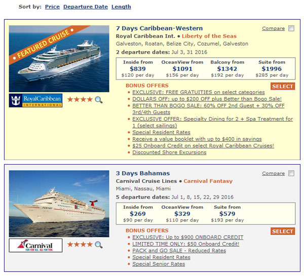 Featured Sailings